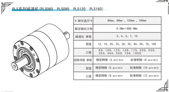 PLS系列行星减速机参数表