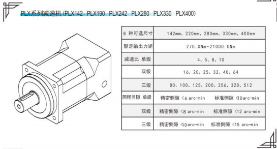 PLX系列精密行星减速机参数表